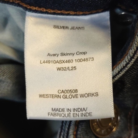 Silver Jeans Avery Skinny Crop 32W X 25L Dark Sandblast - Picture 9 of 11